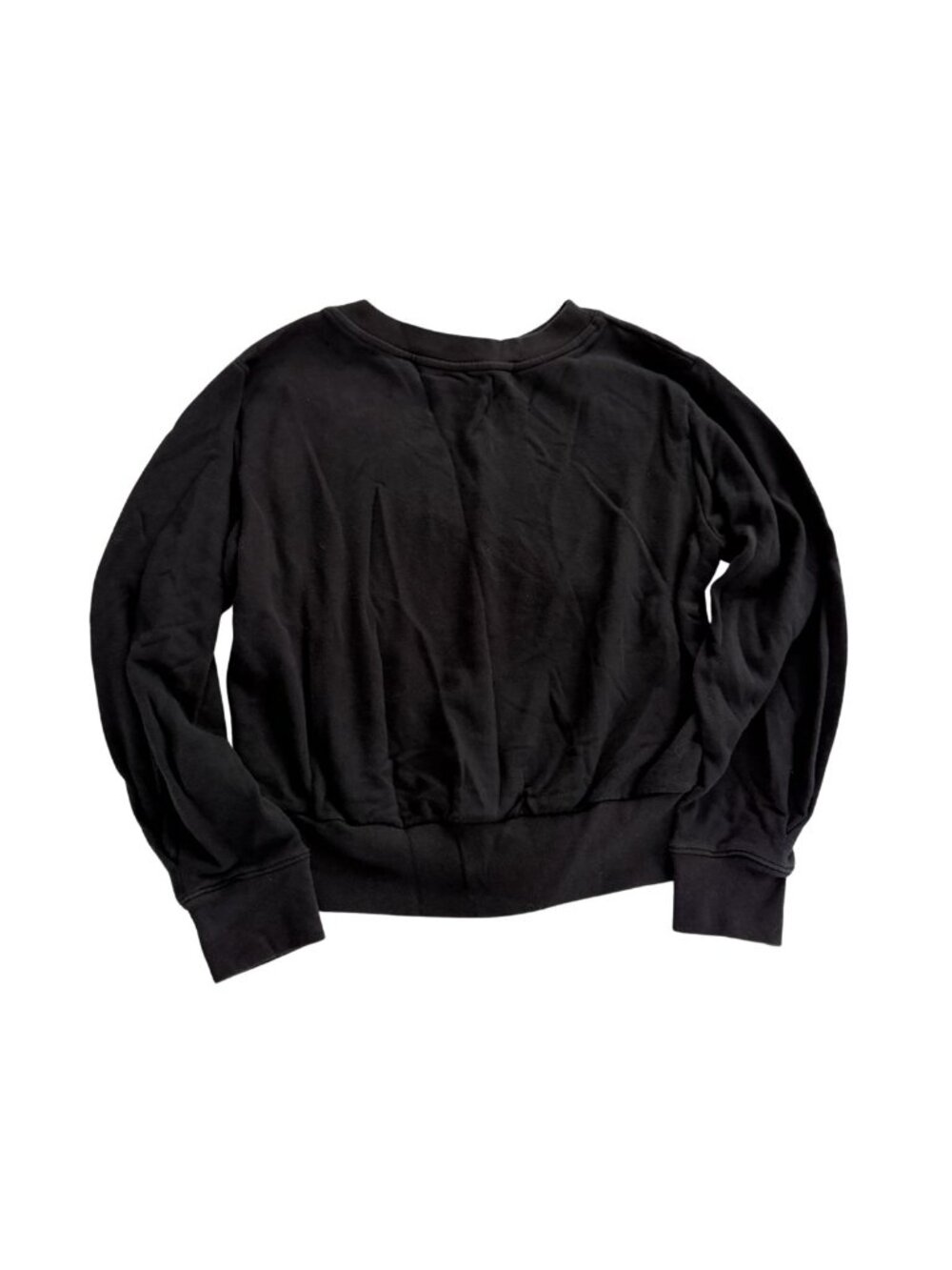 Everlane Black French Terry Cotton Cropped Crewneck Sweatshirt Small
